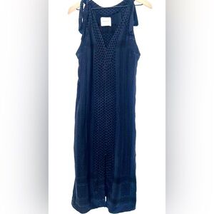 CECILIE Copenhagen cotton v neck sundress in black and navy, size medium